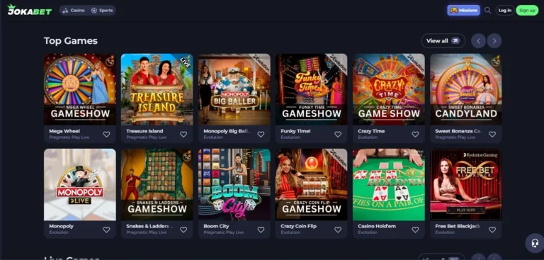 Play top games on Jokabet Casino