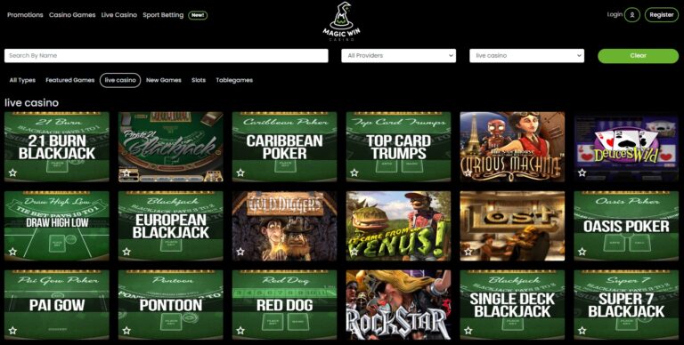 Magic Win Casino live section