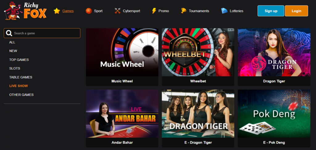 Live show by Richy Fox Casino