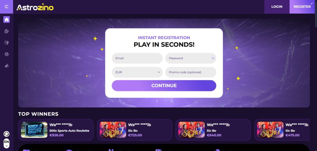 Discover Astrozino Casino homepage