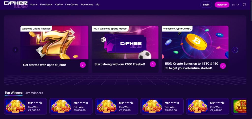 Discover Cipherwins Casino homepage